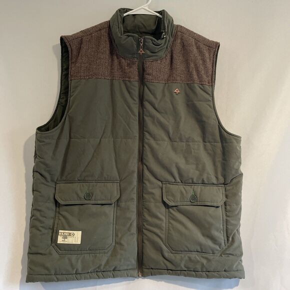 LRG Lifted Research Quilted Puffer Vest Green Wool Blend‎ Houndstooth Men 2XL - Picture 3 of 11